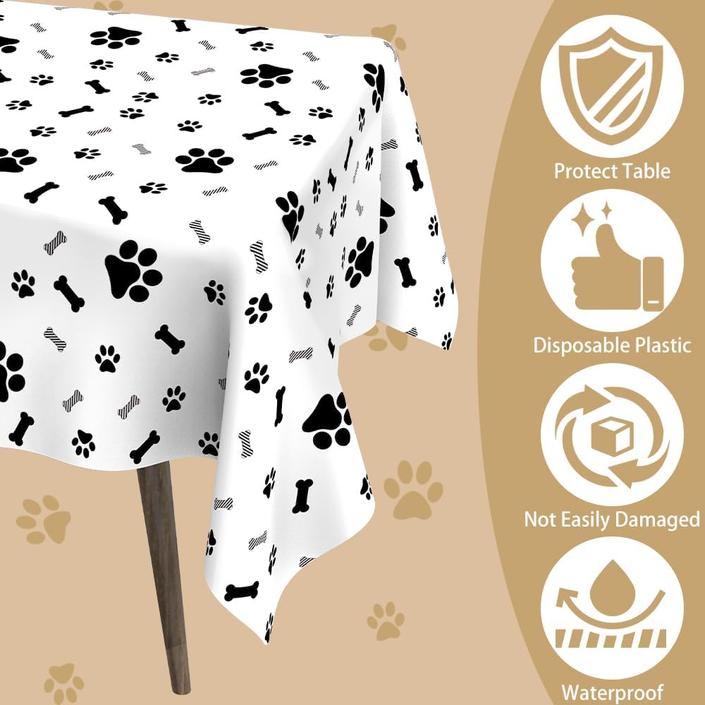 Paw Print Tablecloth 2 Pack 54x108 Inches
