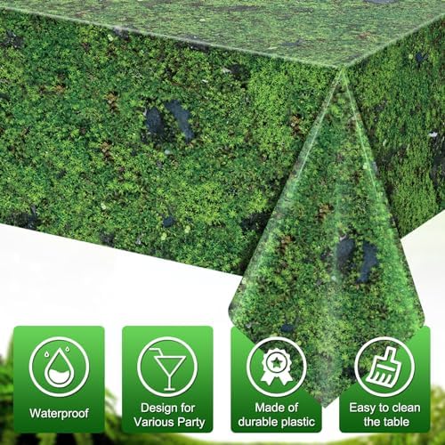 3Pcs Green Moss Print Tablecloths for Picnic and Forest Party