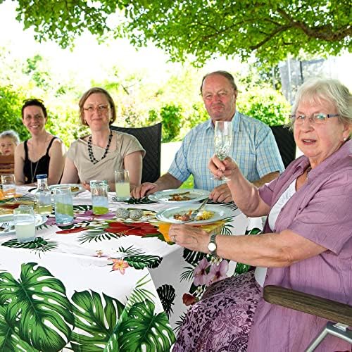 Tatuo 3 Pcs Plastic Hawaiian Tablecloths Green Summer Party Decorations