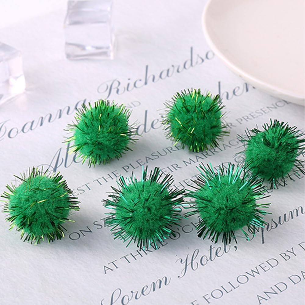 200pcs Glitter Sparkle Balls Christmas Decorations Green