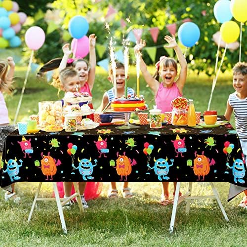 Buryeah 3 Piece Monster Table Cover for Kids Birthday Party