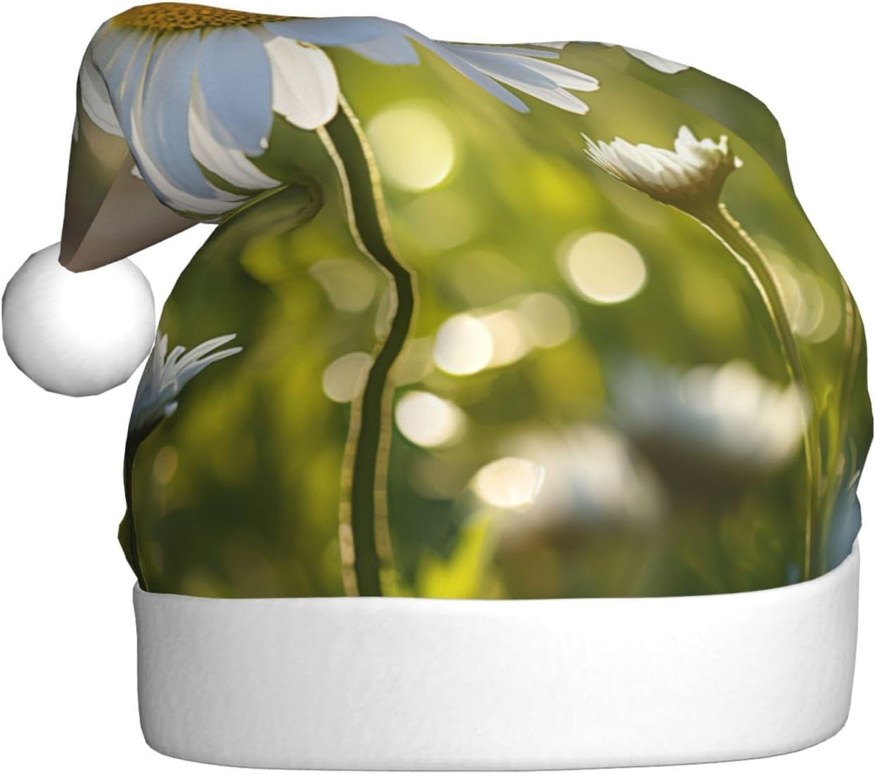 QINZHENG White Daisy Santa Hat Christmas Headwear