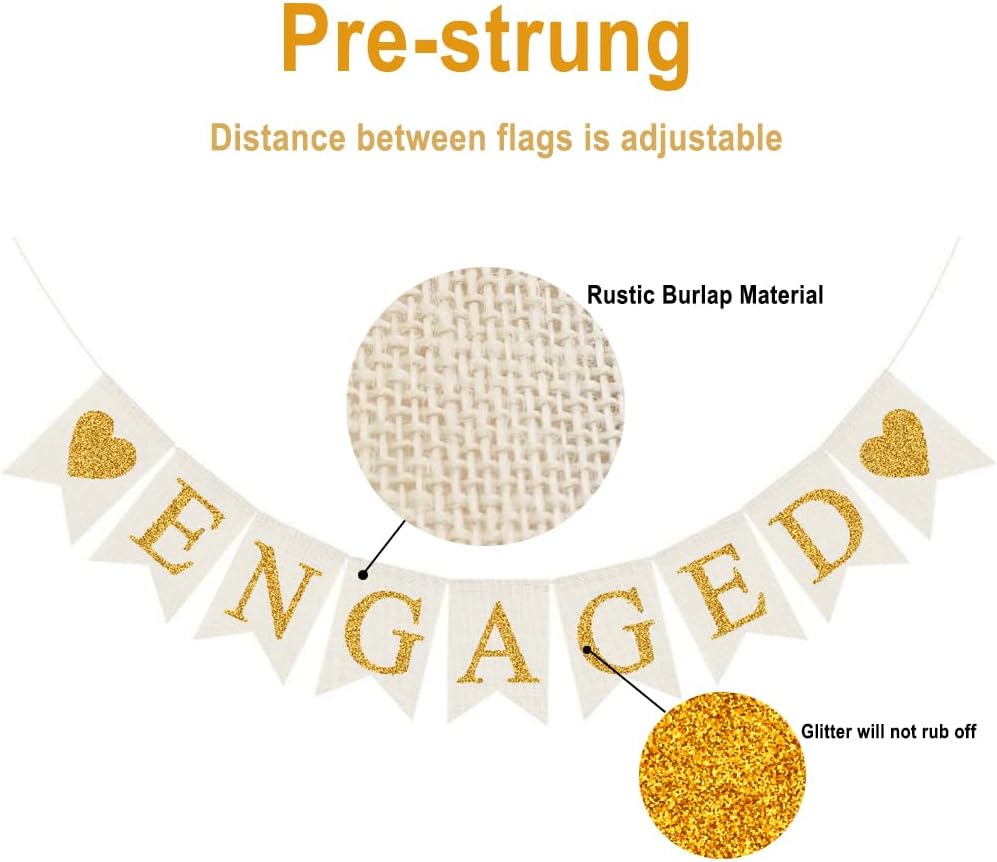 Burlap Engagement Decorations Prestrung Banner