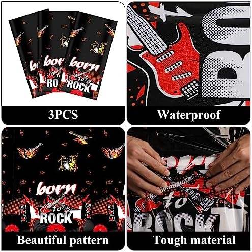 Rock Themed 3PCS Party Tablecloths 108x54 Inch Decorations
