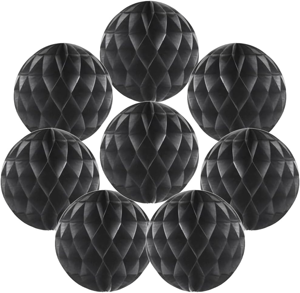 Yosawa 8 Pcs Paper Honeycomb Balls Decorations Black