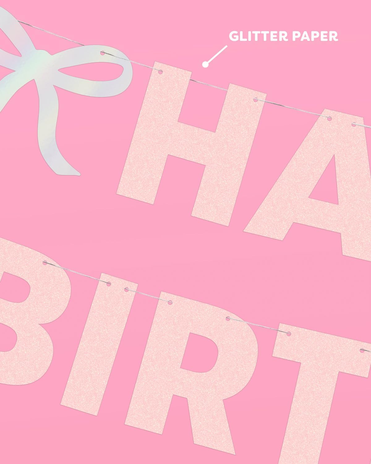XO Fetti Happy Birthday Banner with Foil and Pink Glitter