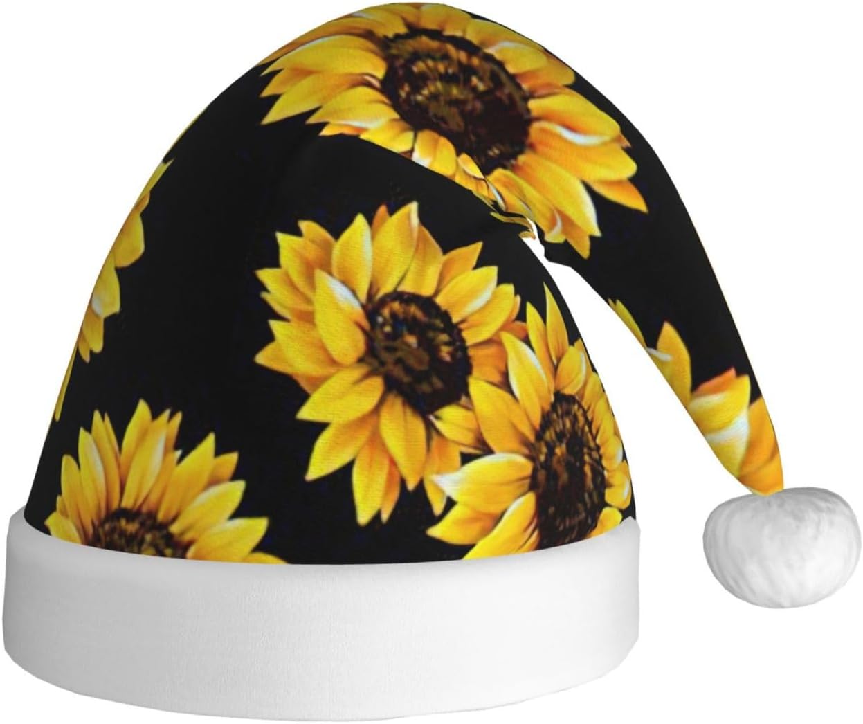 Qin And Zheng Sunflower Print Santa Hat