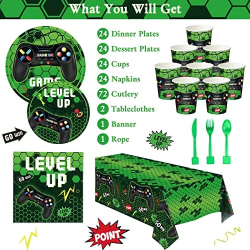 Tiamon 172 Pcs Video Game Party Decoration Set