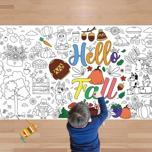 Fall Giant Coloring Poster Tablecloth 30x72 Inches