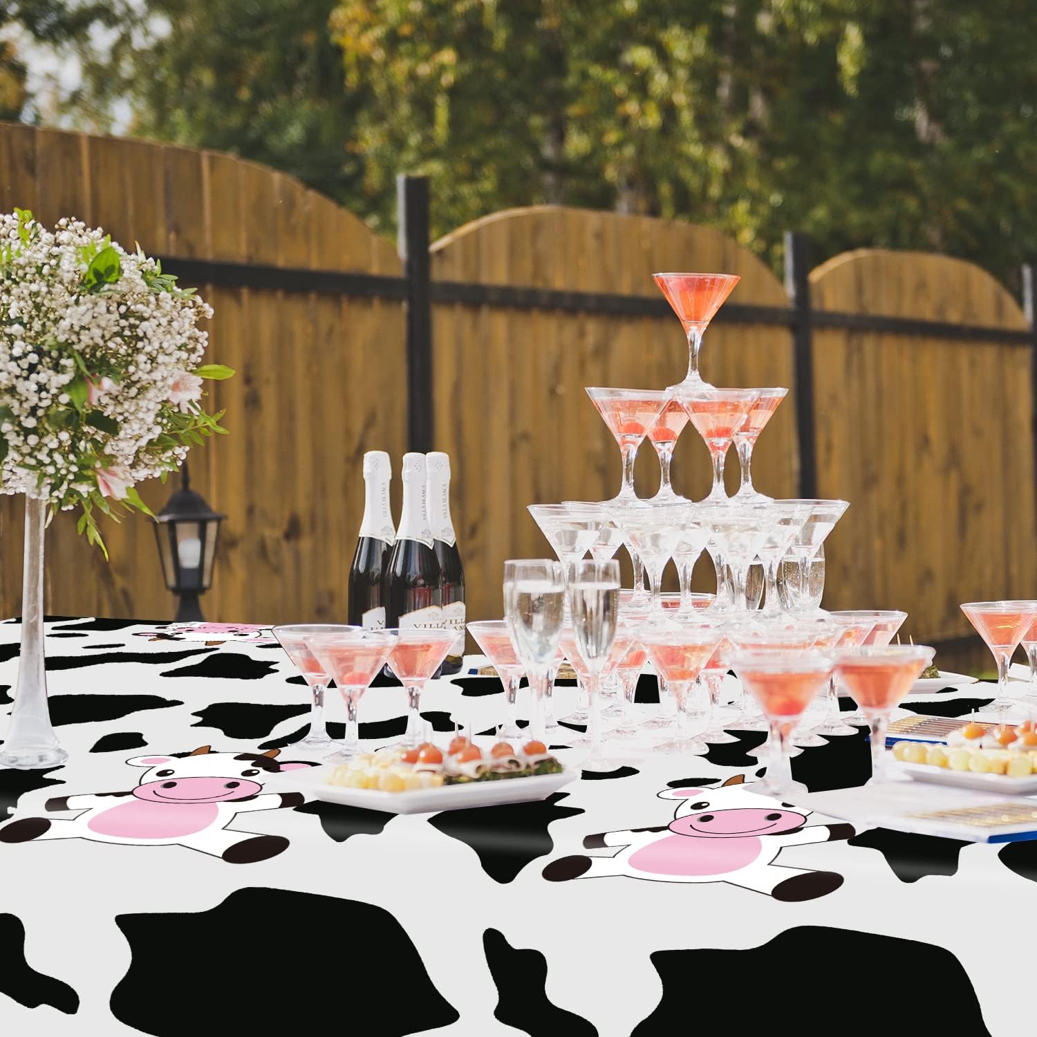 8 Pcs Cow Print Plastic Tablecloths Black White Farm Theme