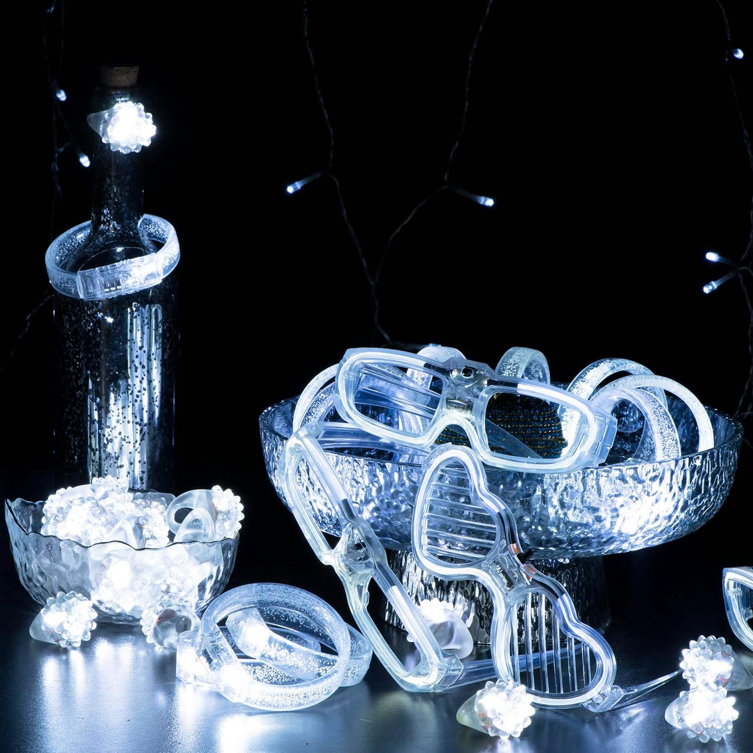 50Pcs White Wedding Party Supplies Set with LED Decorations