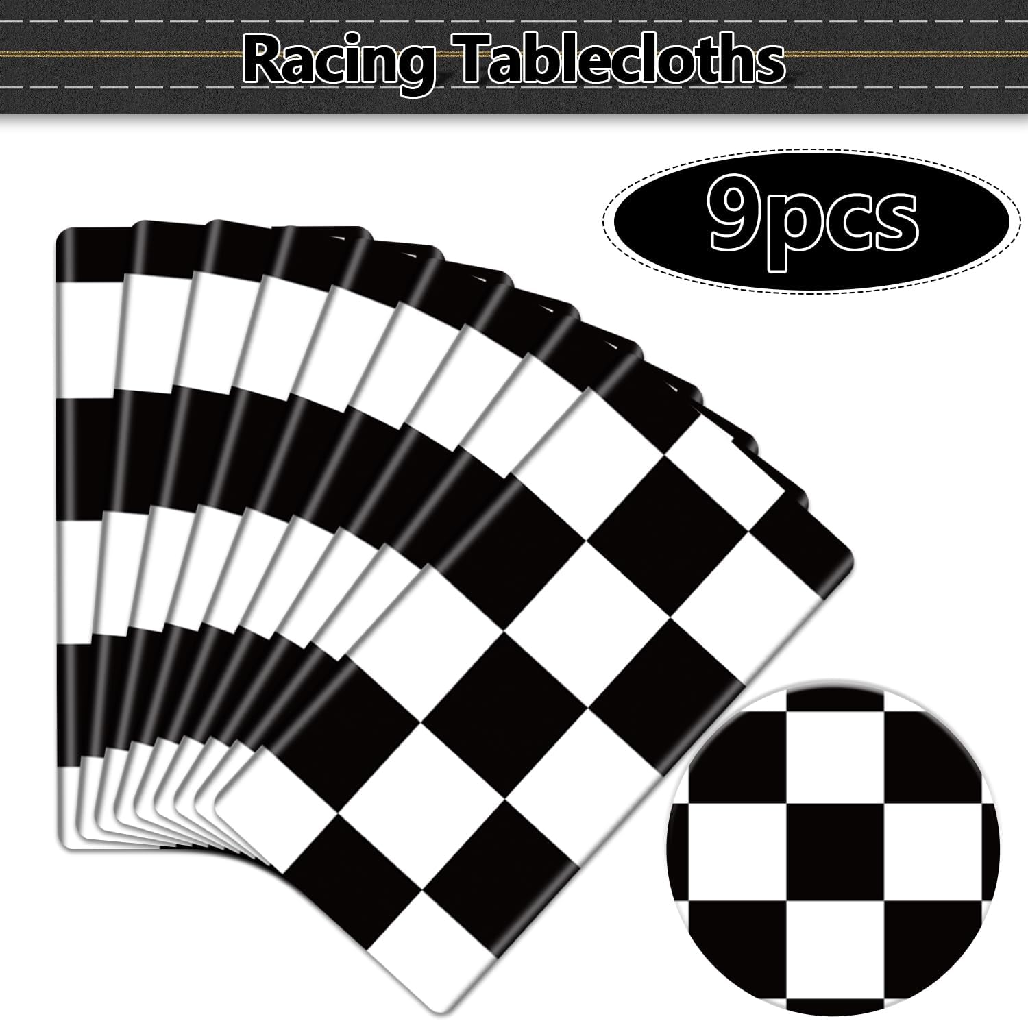 9 Pcs Racing Car Tablecloths for Round Table Party