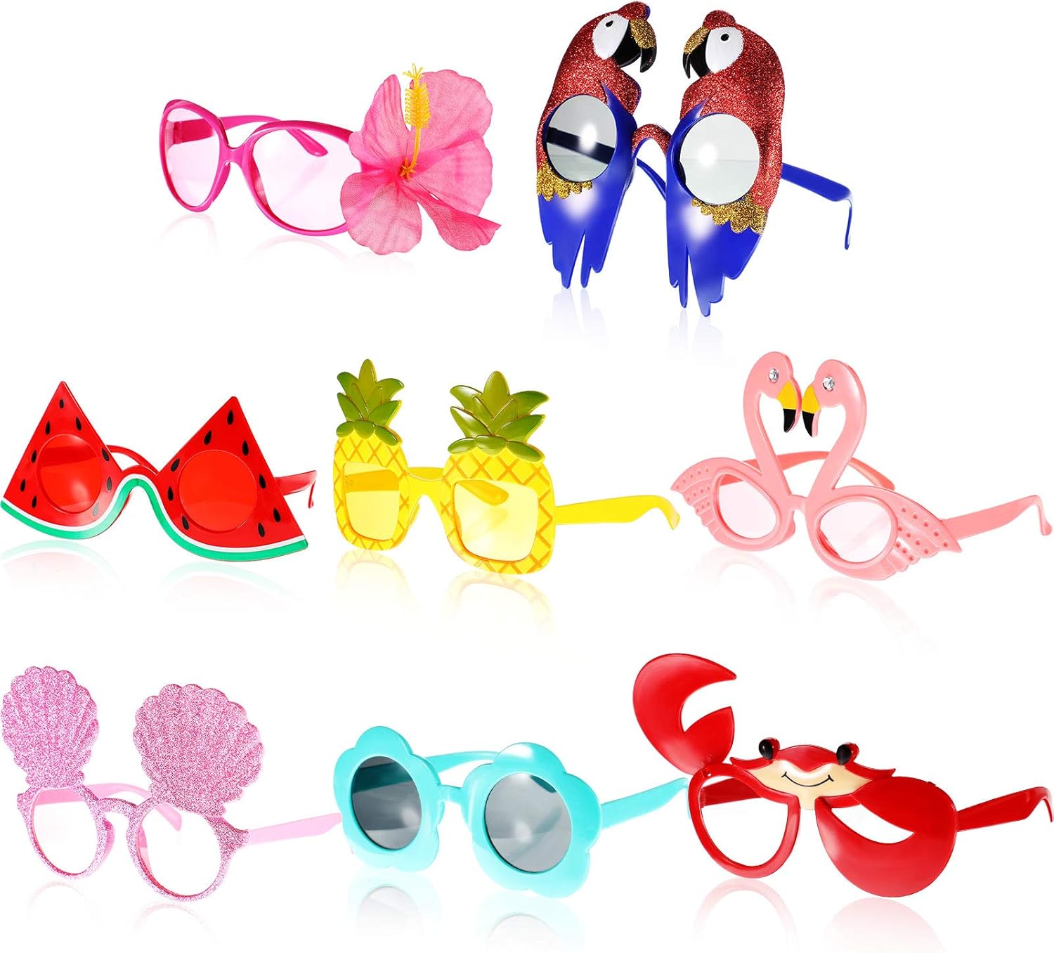 8 Pairs Luau Party Sunglasses for Beach Theme Events