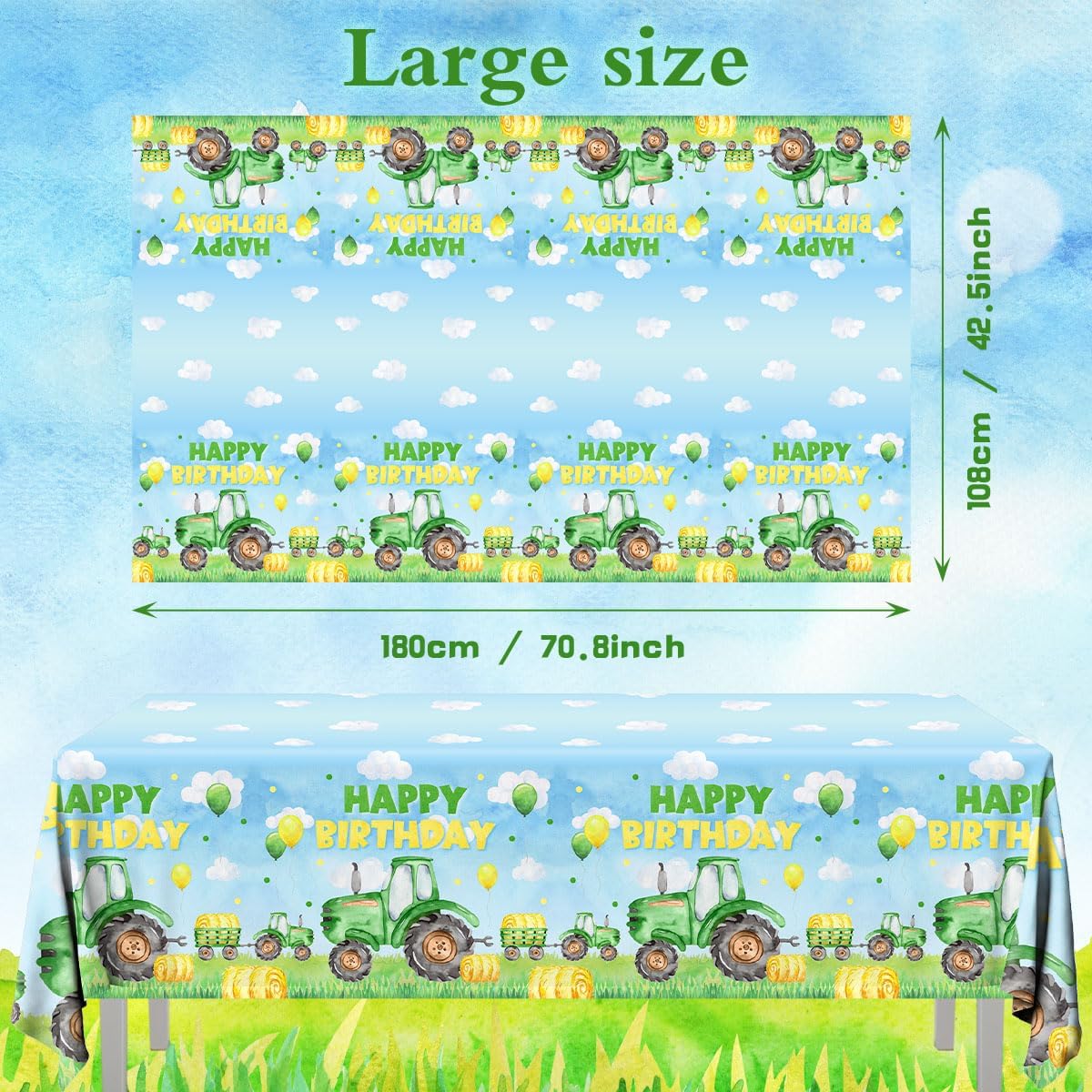 3pcs Tractor Birthday Tablecloths for Boys Party Decorations