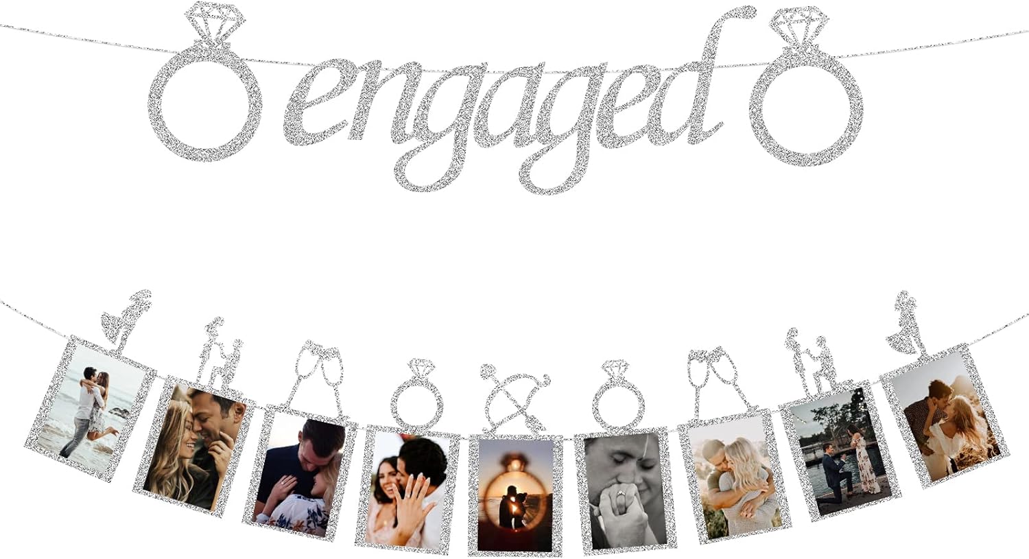 Engagement Wedding Banners - Silver Decor for Party