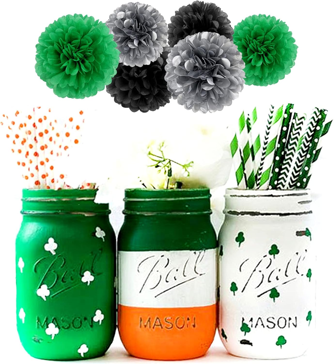 Black Green Silver Football Party Decorations 30pcs