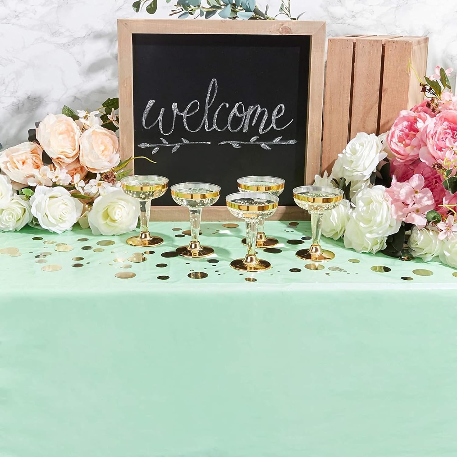 3 Pack Mint Green Plastic Rectangle Tablecloth - 54x108 for 8-Foot Tables