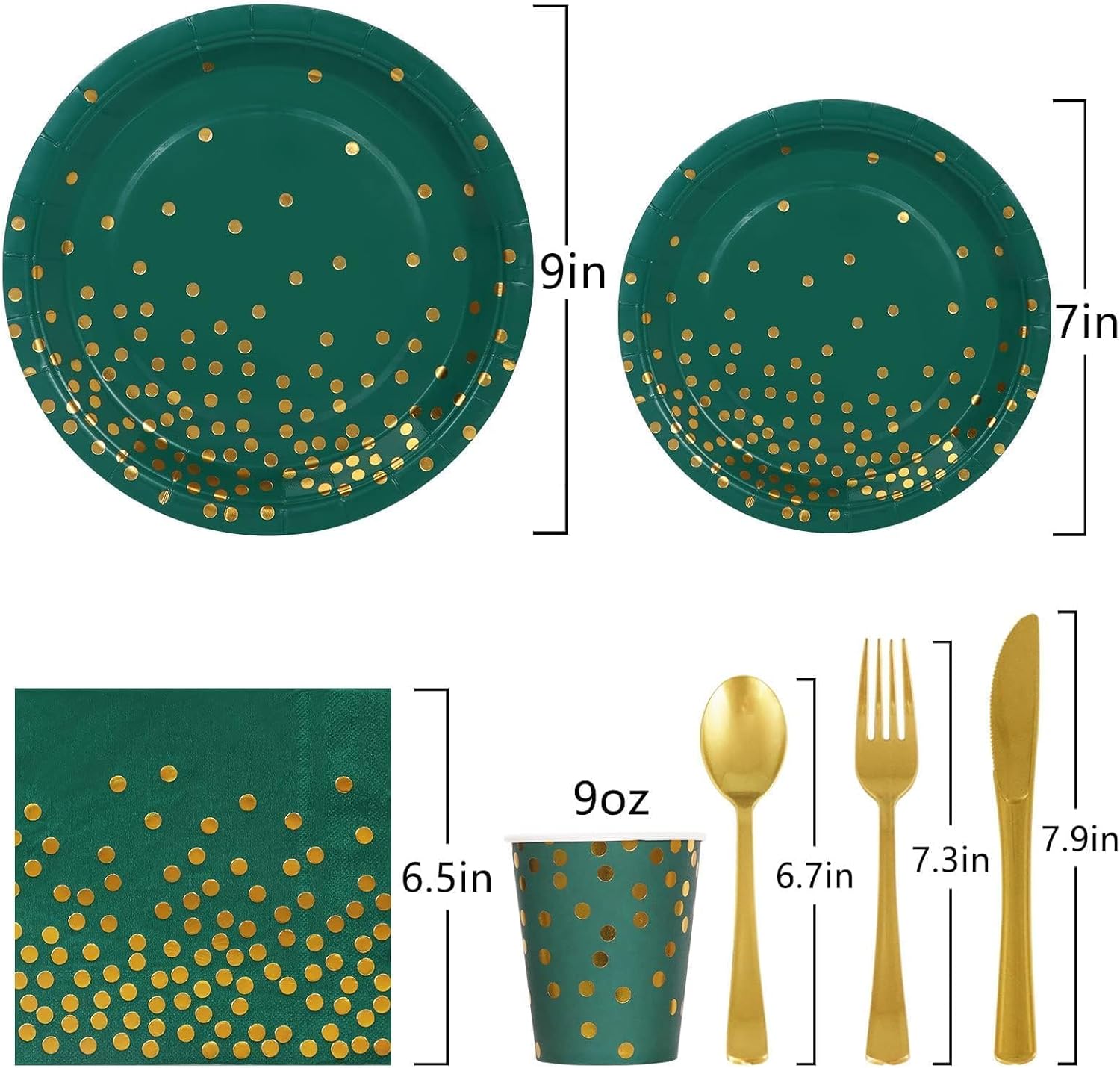 175Pcs Green Plates Napkins Party Supplies Set