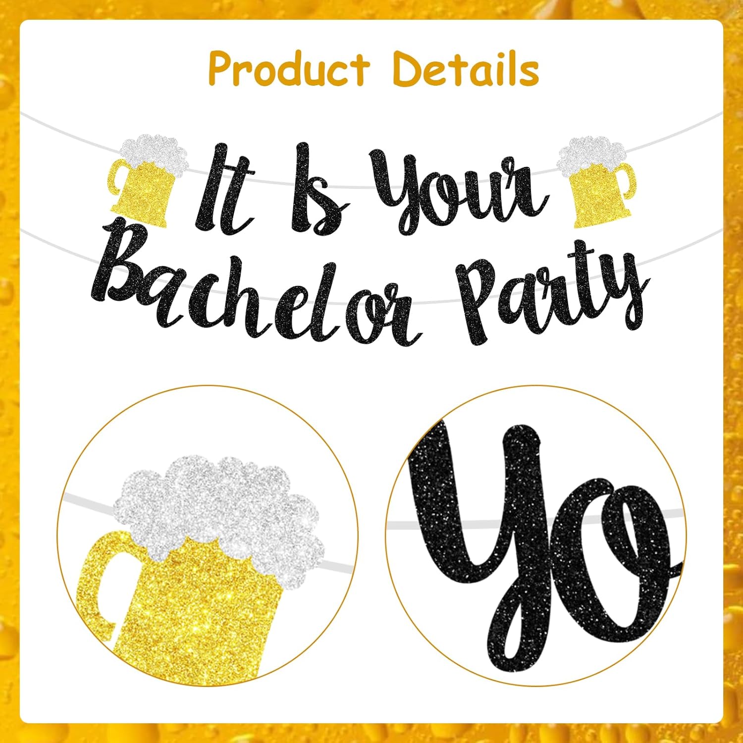 Sursurprise Bachelor Party Banner Black Gold Rectangular