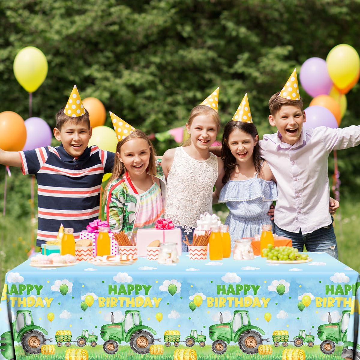 3pcs Tractor Birthday Tablecloths for Boys Party Decorations