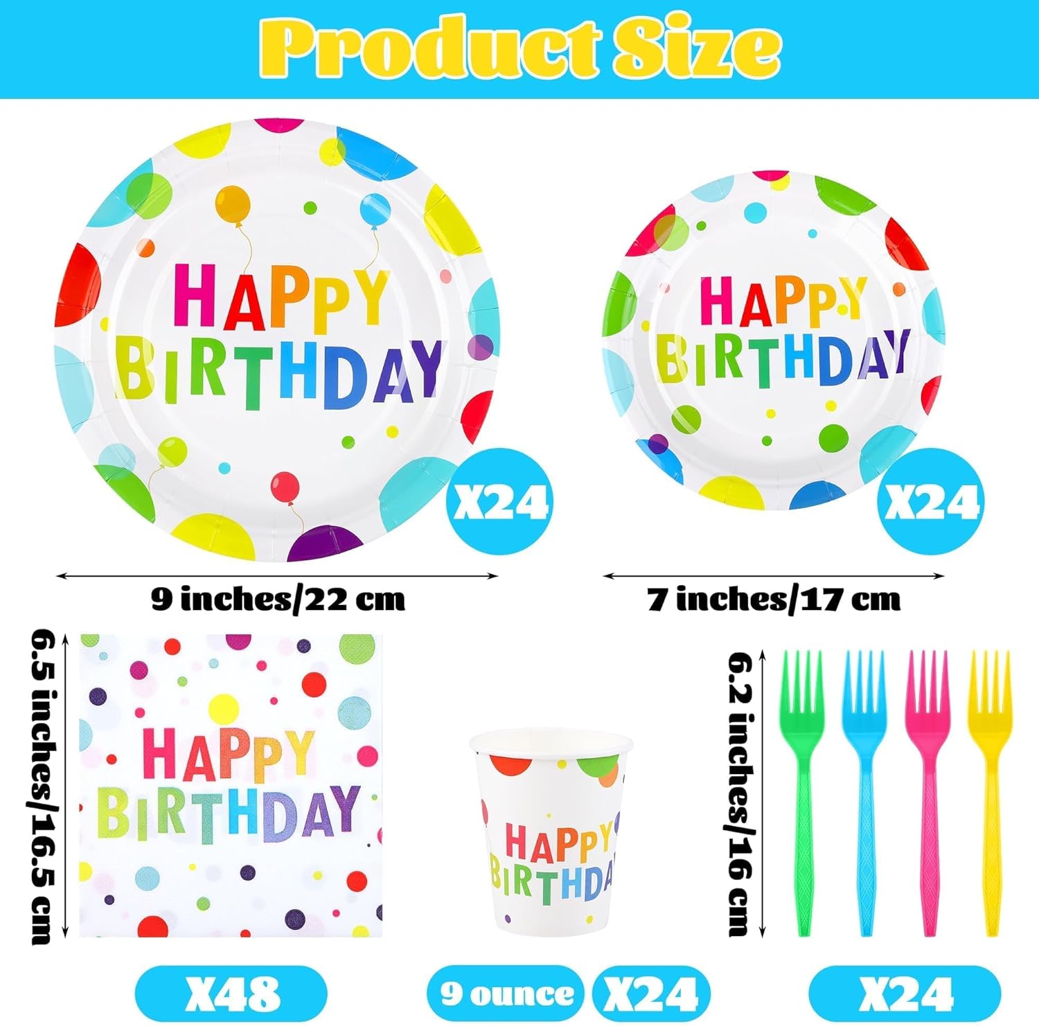 144 Pieces Happy Birthday Party Decor Set