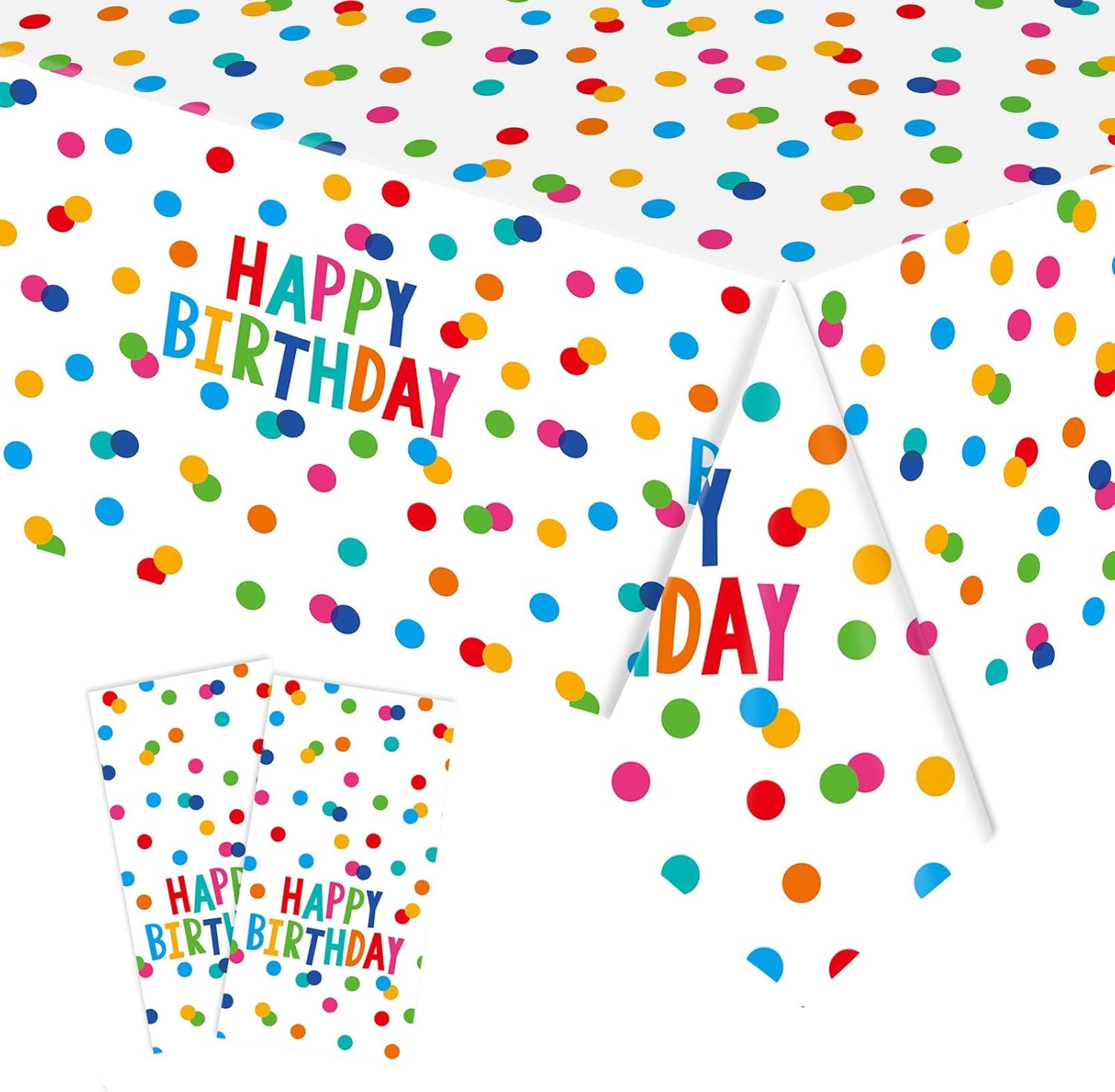 2 Packs Happy Birthday Tablecloth 54x108 Inch Decorations