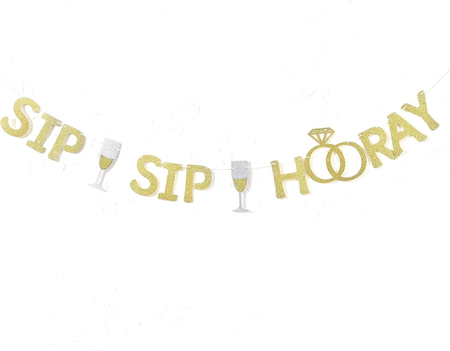 Sip Sip Hooray Banner - Gold Glitter Party Decor
