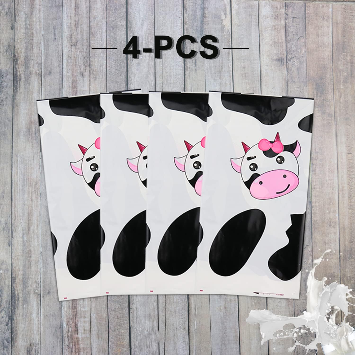 Inspireyee Cow Print Plastic Tablecloth Pack of 4 86x51 Inches