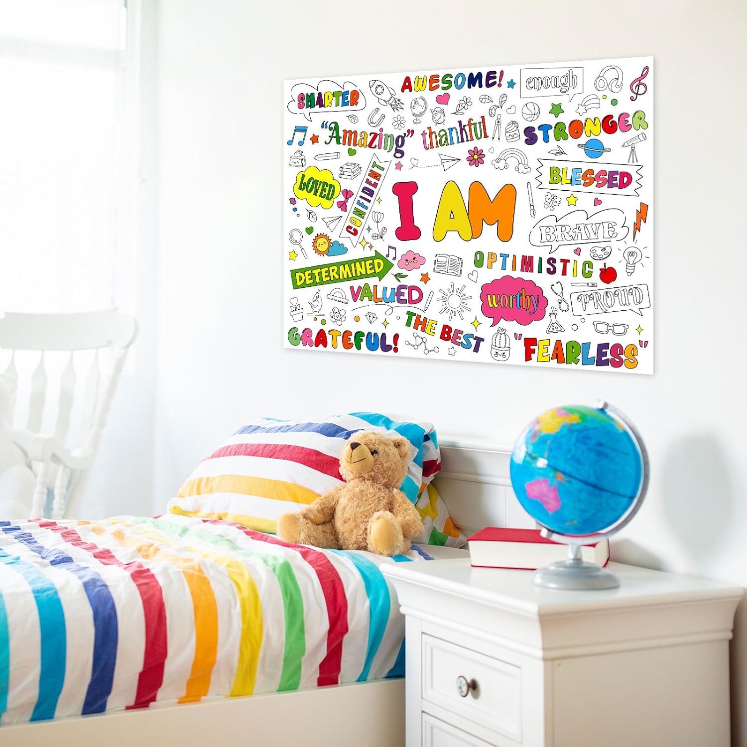 Positive Affirmations Coloring Poster for Kids
