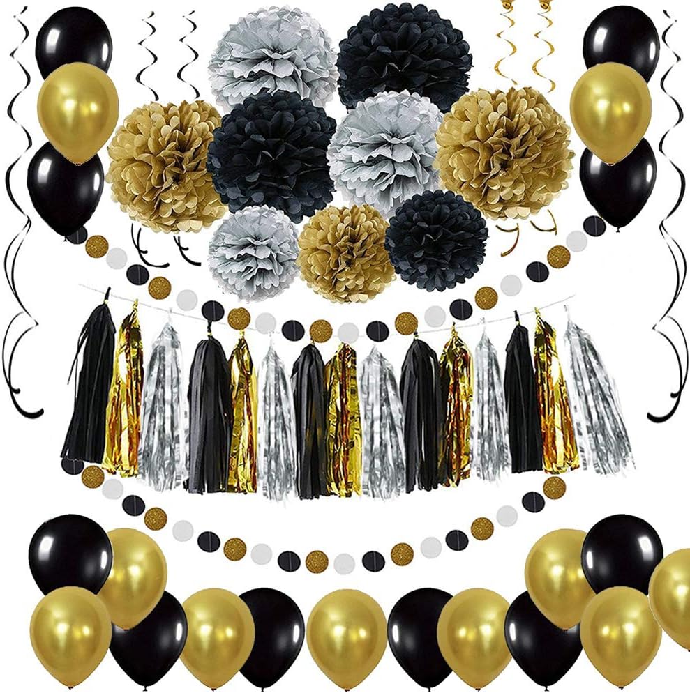 Black and Gold Party Decorations DIY Set