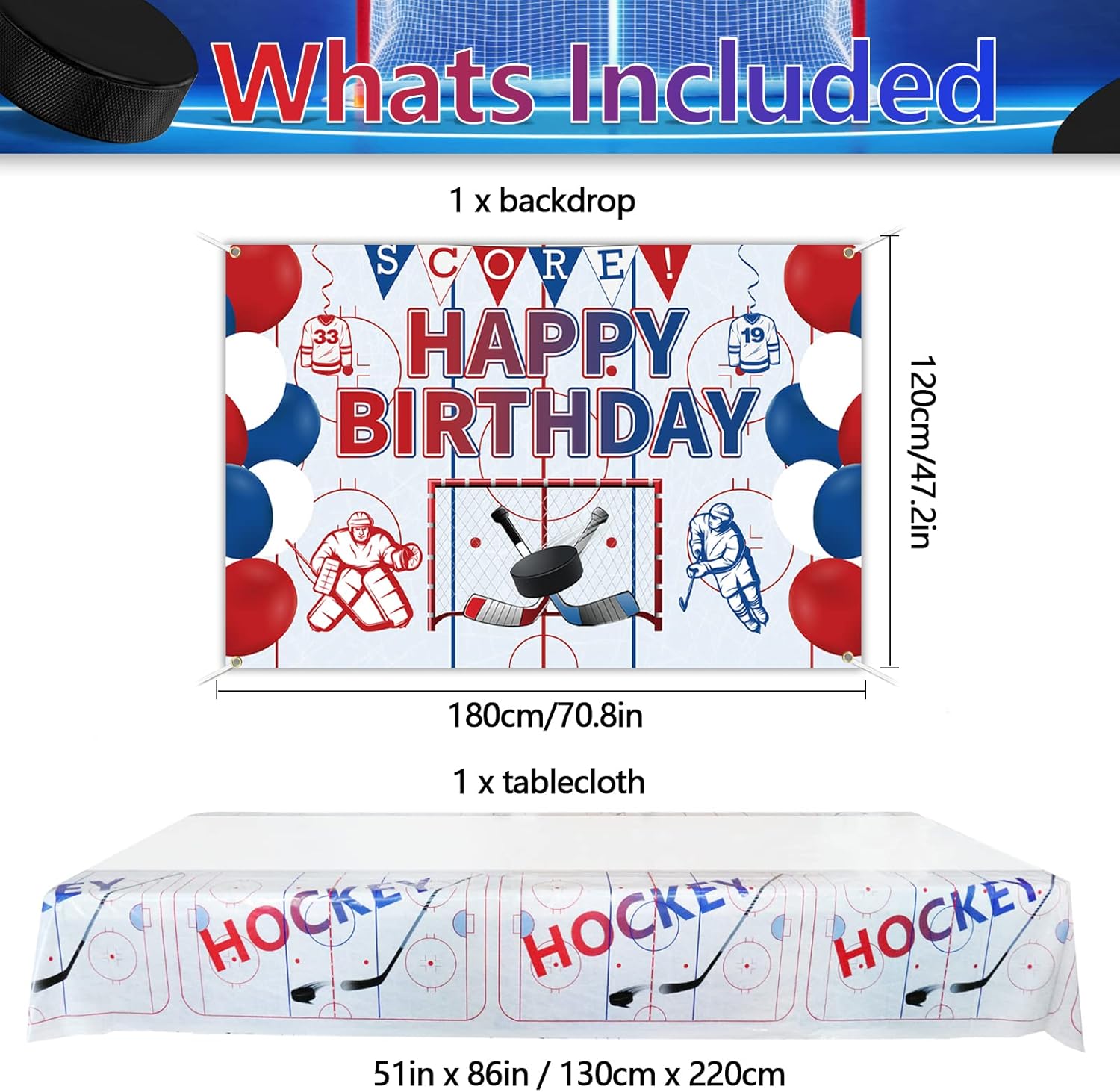 Ice Hockey Tablecloth Backdrop Waterproof All-Season One Size