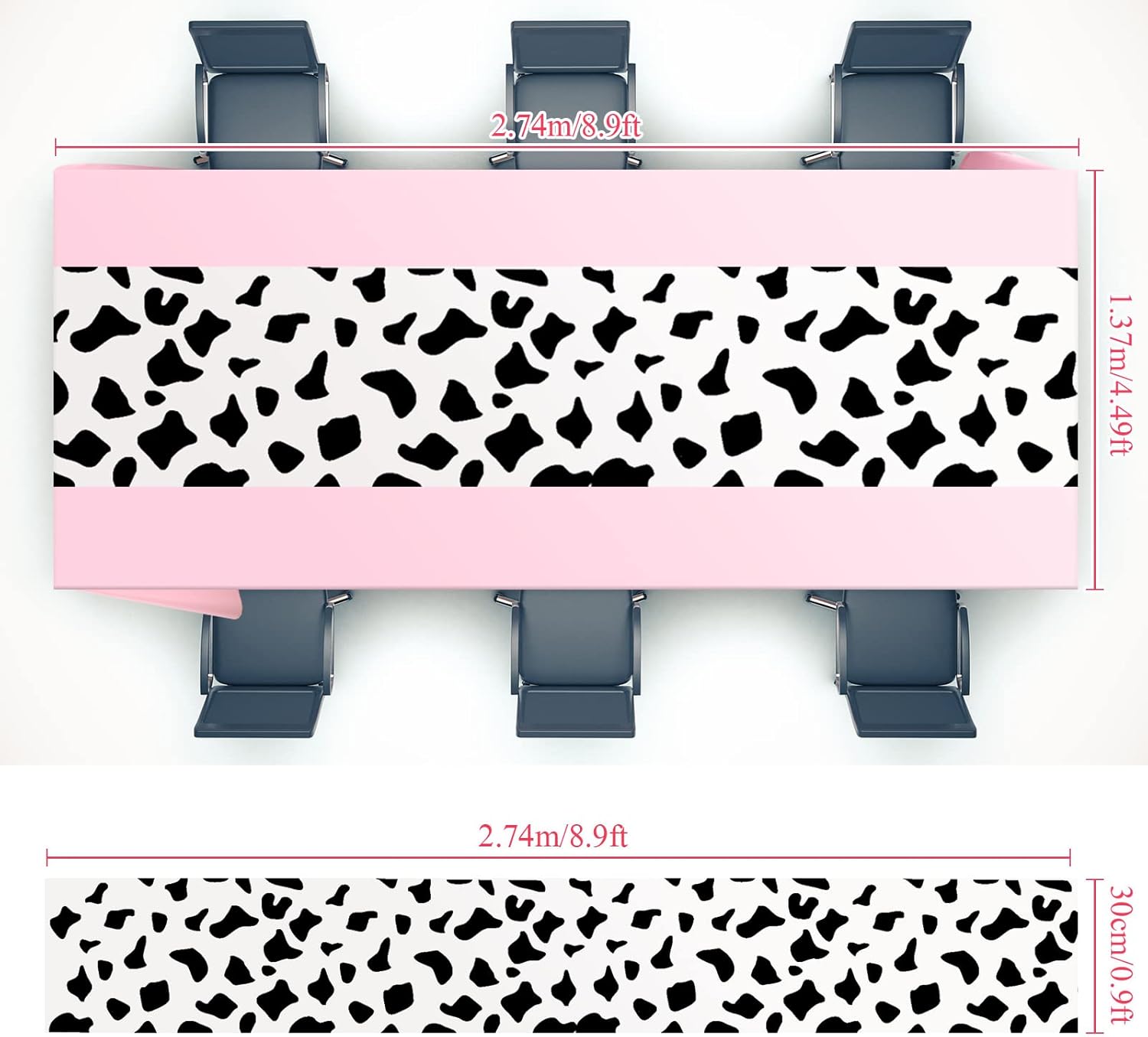 Oudain 4 Pcs Pink Cow Tablecloth for Parties