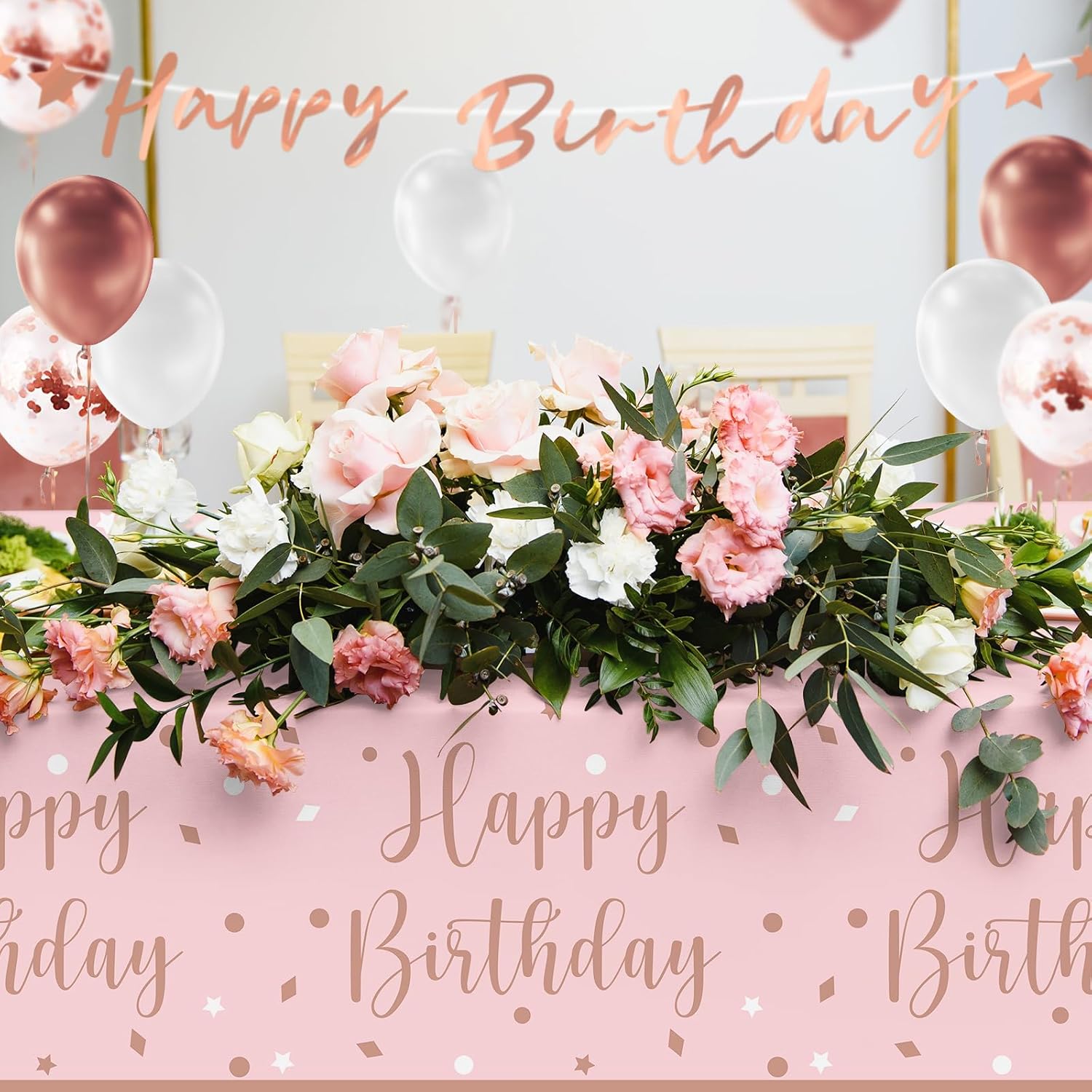 Rose Gold Birthday Party Supplies Set for 25 Guests