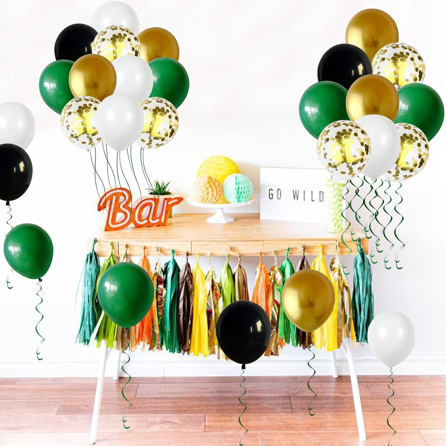 Black Gold Green Balloons Graduation Party Decor 60PCS