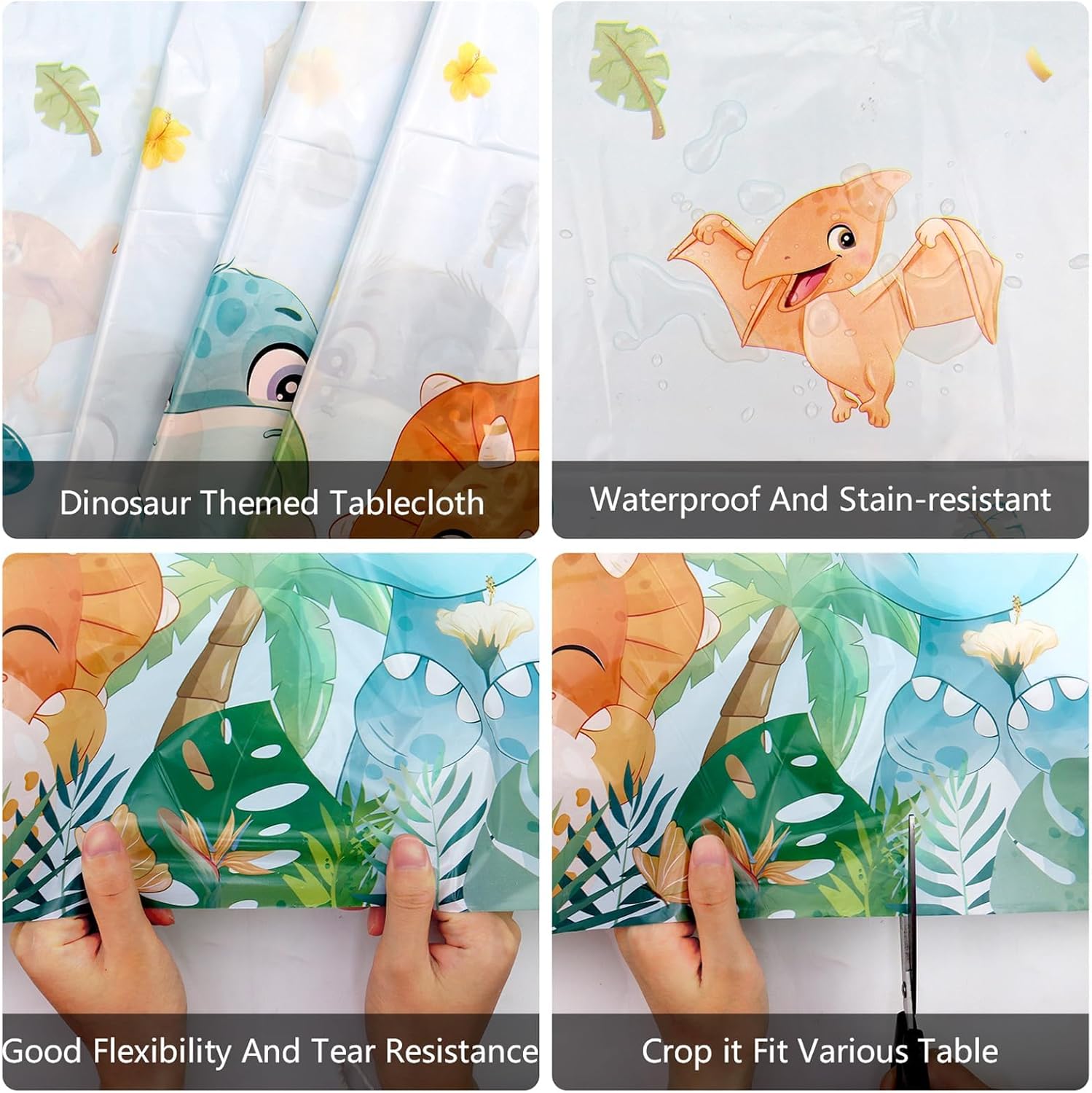3 Pieces Dinosaur Tablecloth Party Decorations