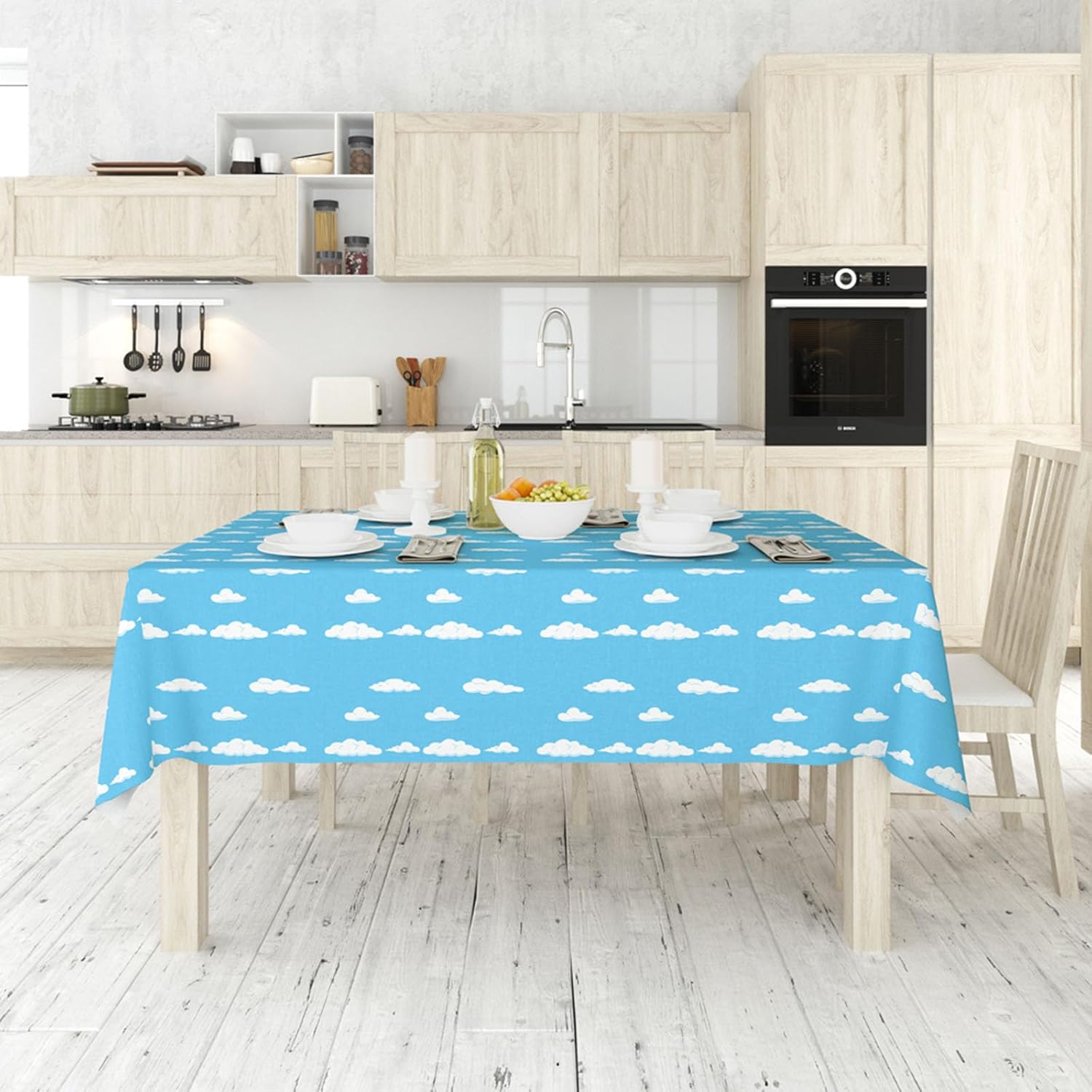 Blue Sky White Clouds Party Tablecloth 54x108 Inch