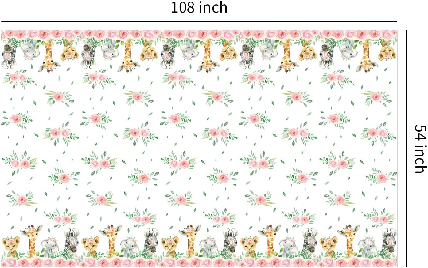 Safari Tablecloth for Girls - 4 Pack Jungle Party Decor