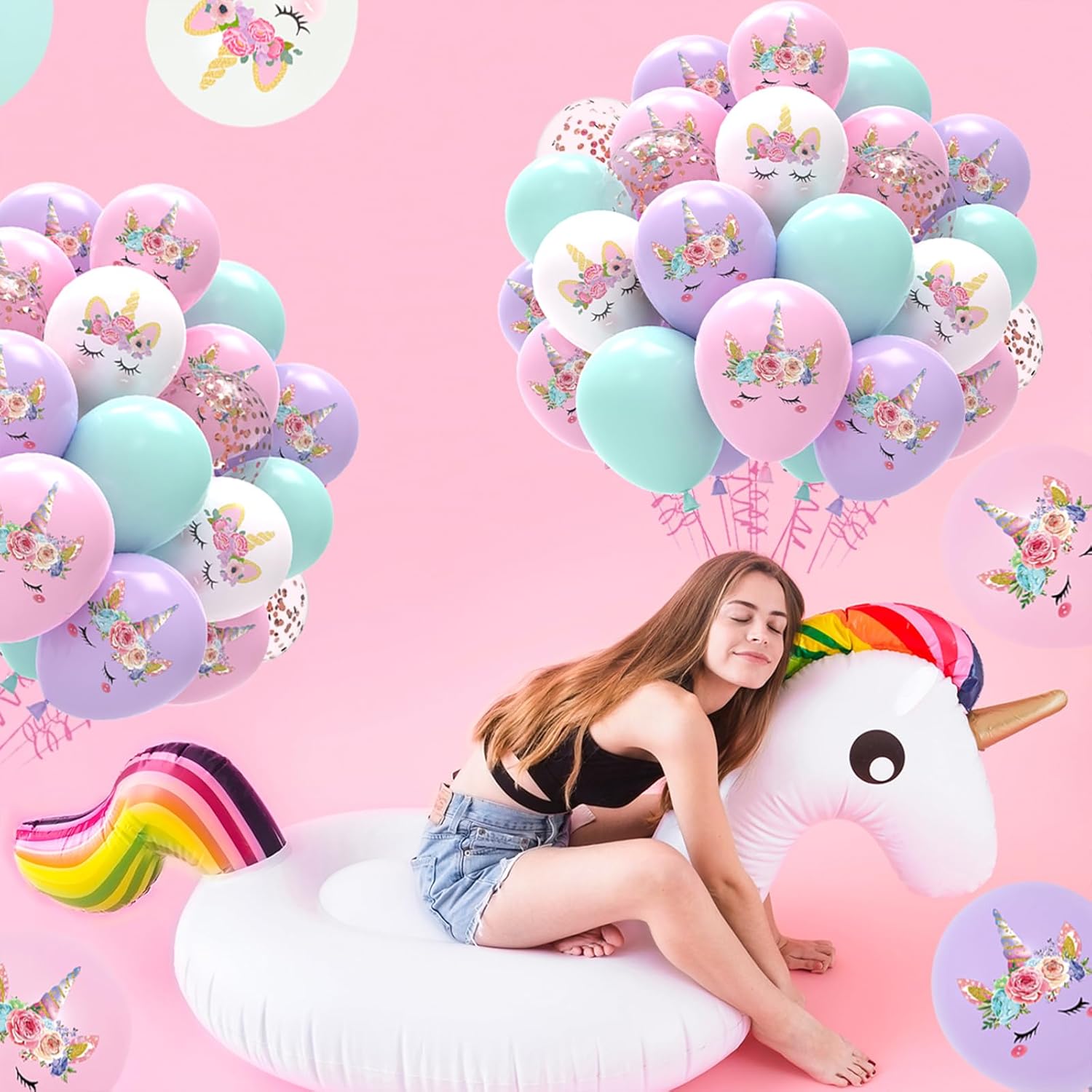 QIFU Unicorn Pastel Balloons 51pcs Party Decorations