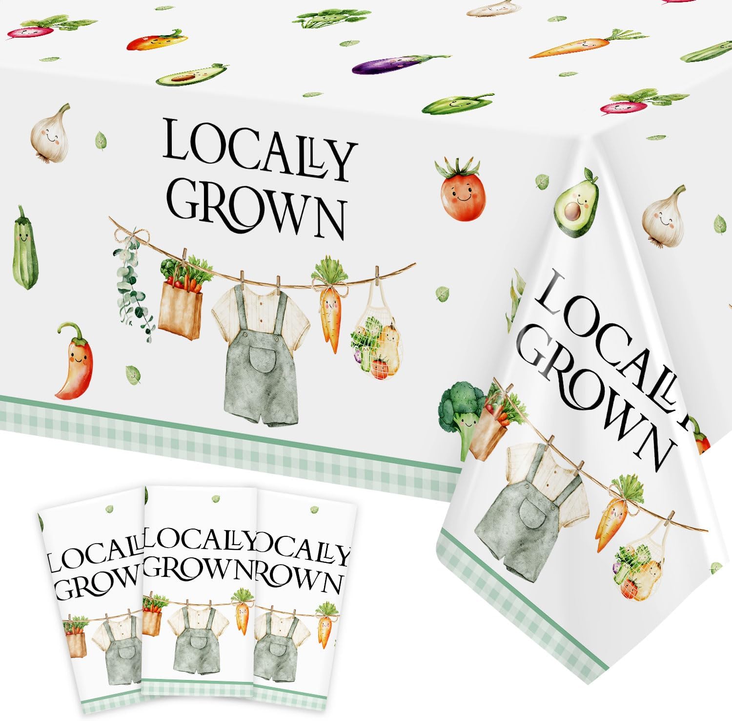 3Pcs Locally Grown Baby Shower Tablecloth Set