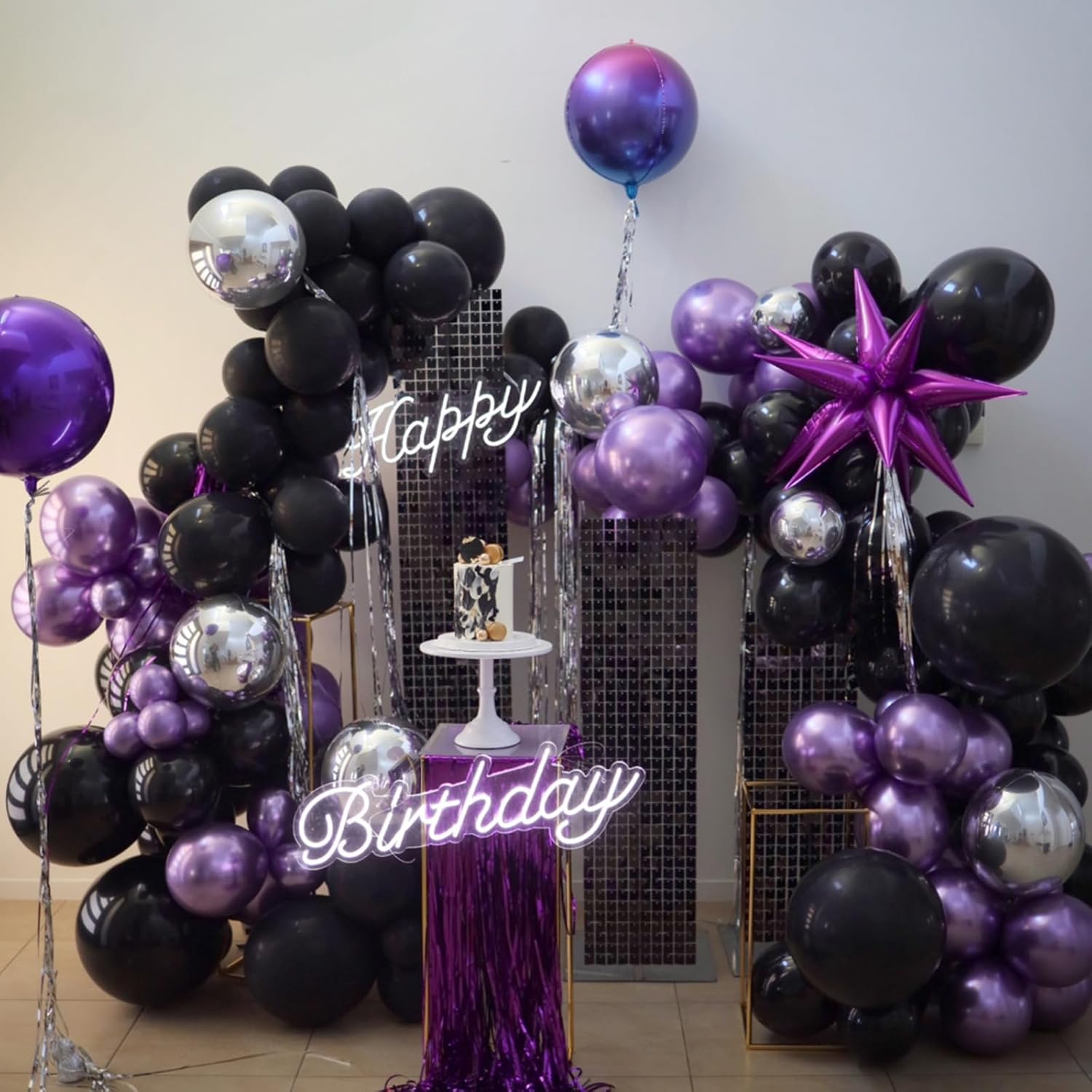12 Inch Purple Black Balloons Party Decor Set