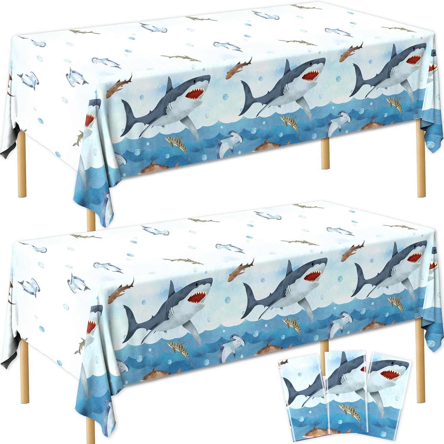 Shark Tablecloth 3Pcs Birthday Party Supplies