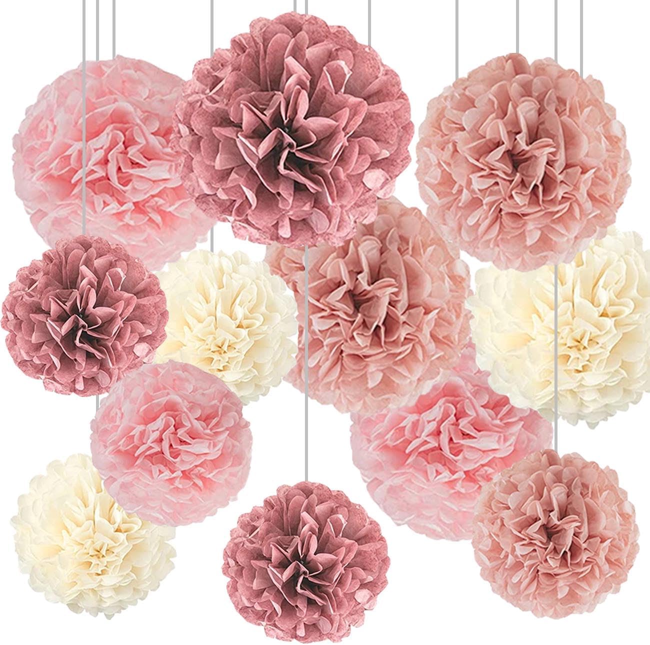 Boho Party Decor Pom Poms 12pcs Set