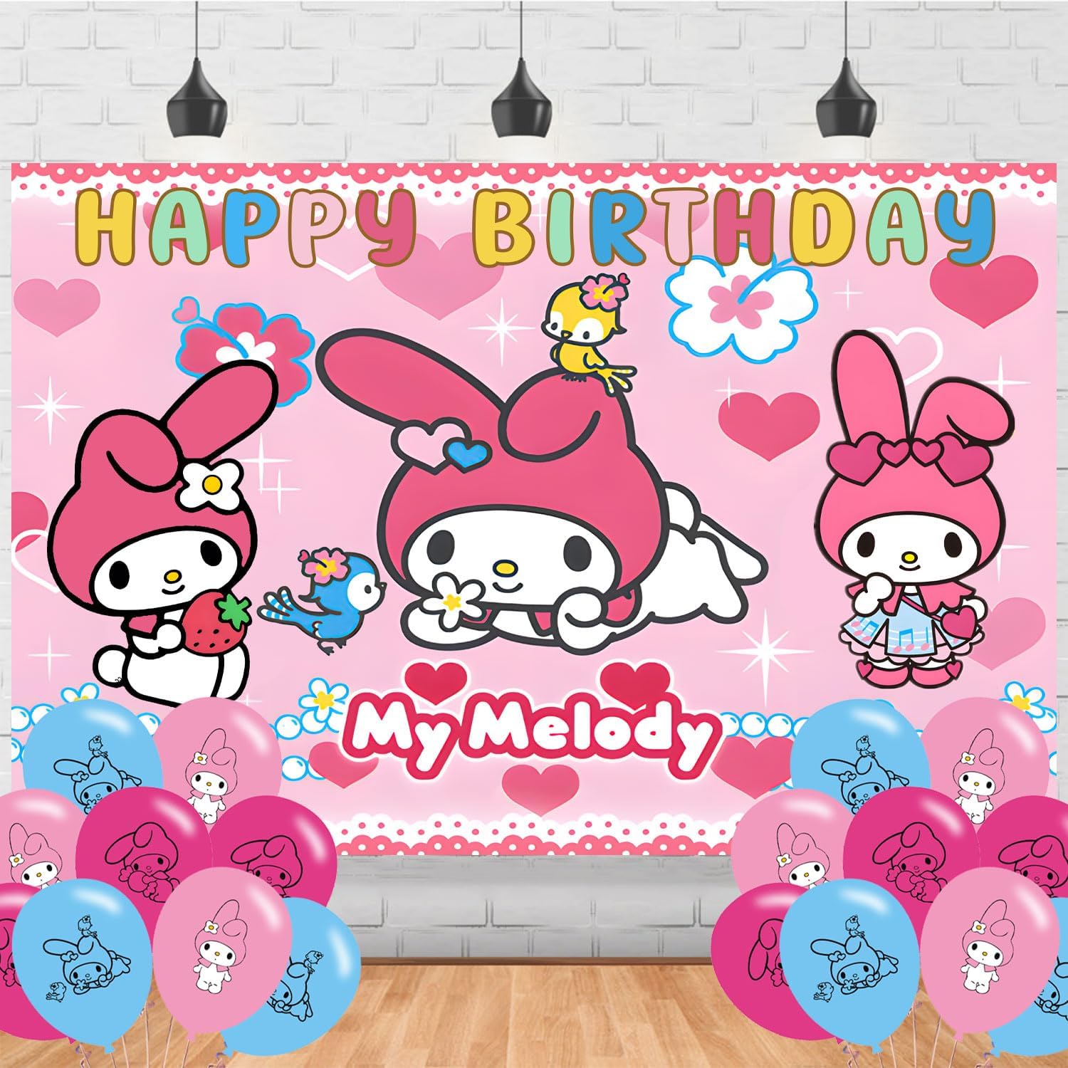 Cute Melody Birthday Backdrop Banner 5x3 for Kids