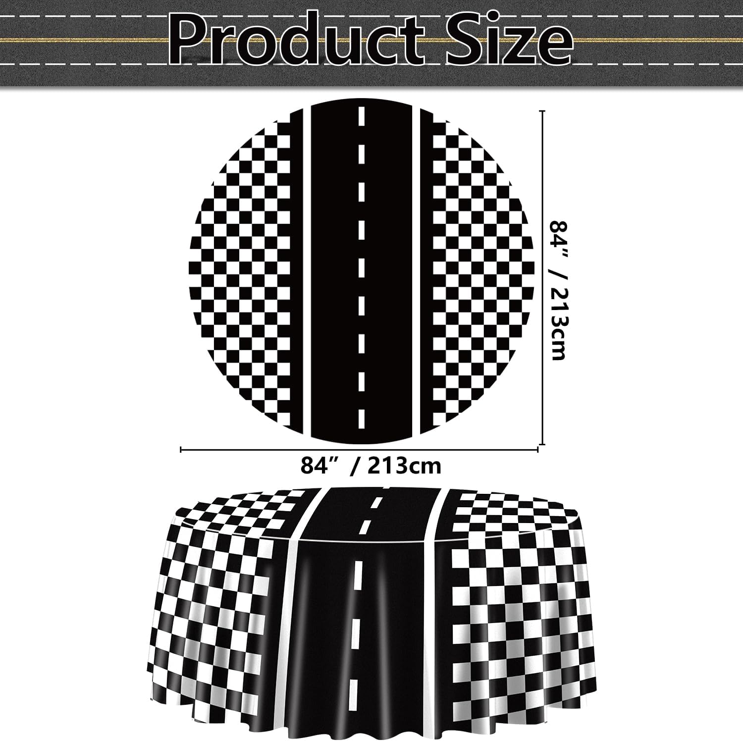9 Pcs Racing Car Tablecloths for Round Table Party