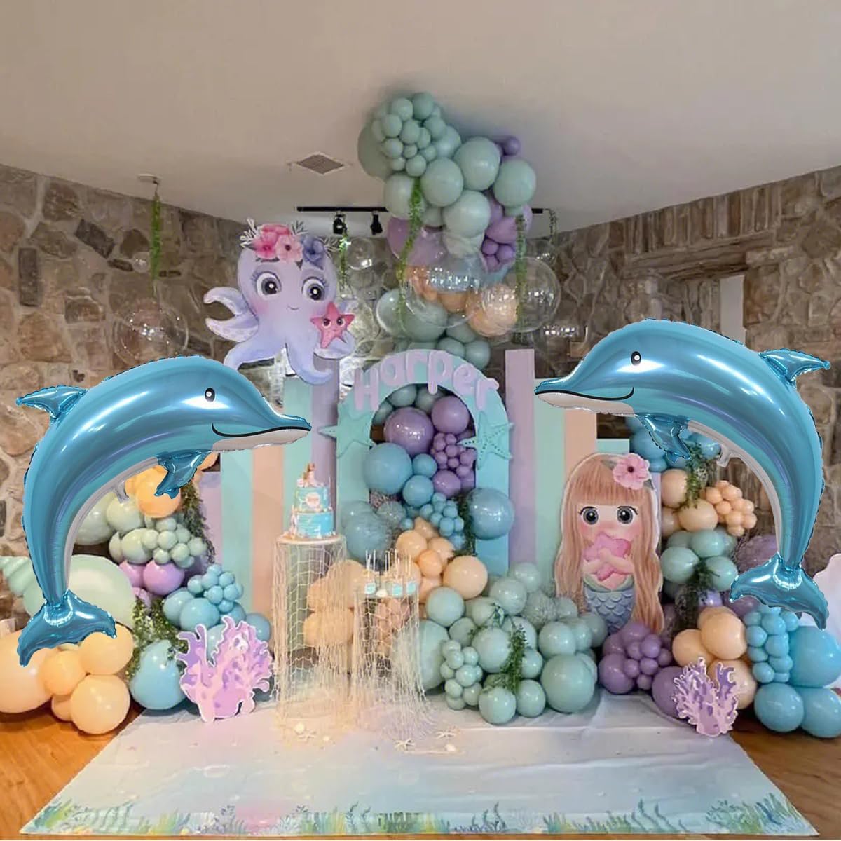 Large Dolphin Balloons 2PCS 46 Inch Ocean Animal Decorations