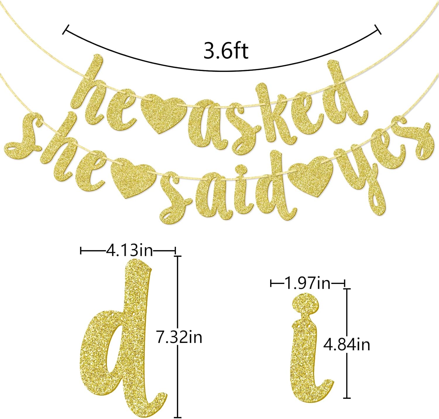 He Asked She Said Yes Gold Glitter Banner Wedding Decor