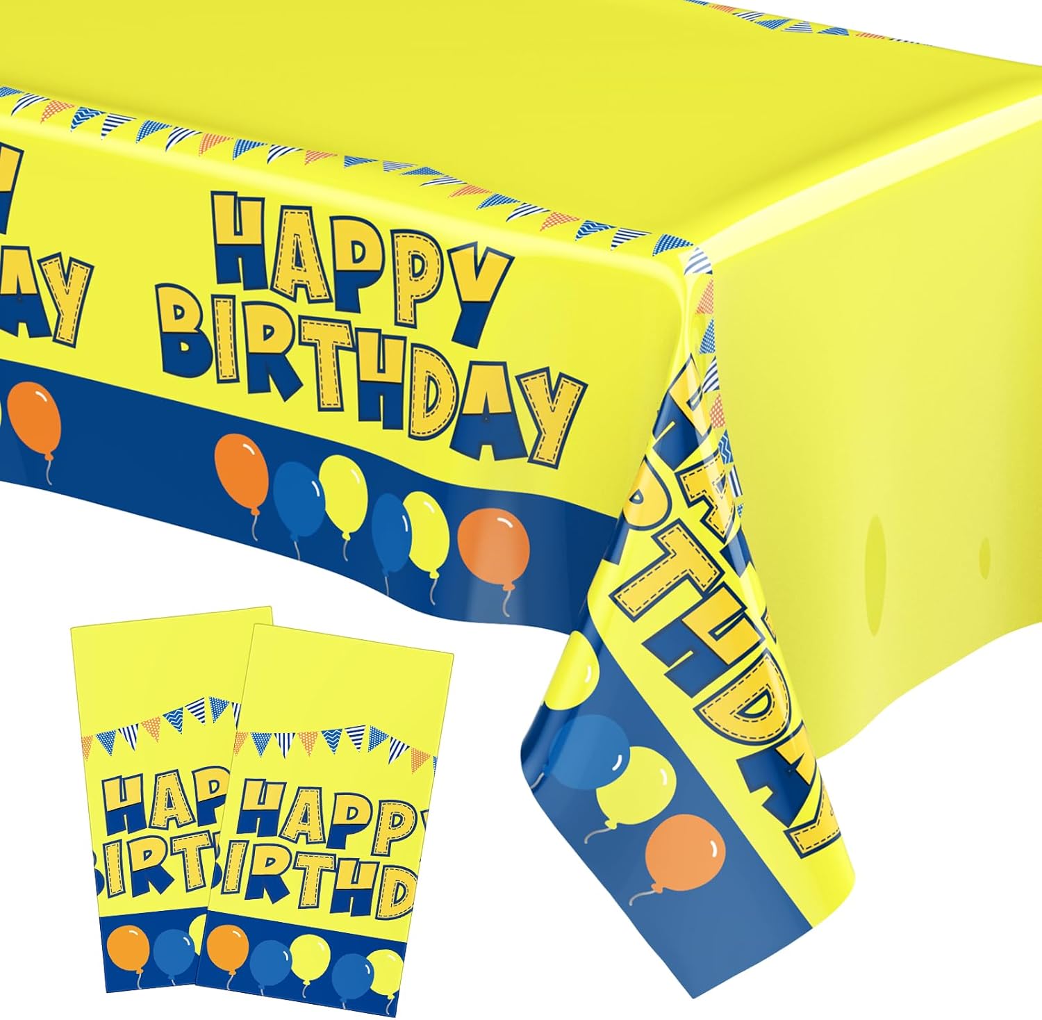 Oudain Yellow Cartoon Tablecloth 2 Sheets 54x108 Inches Birthday Decor