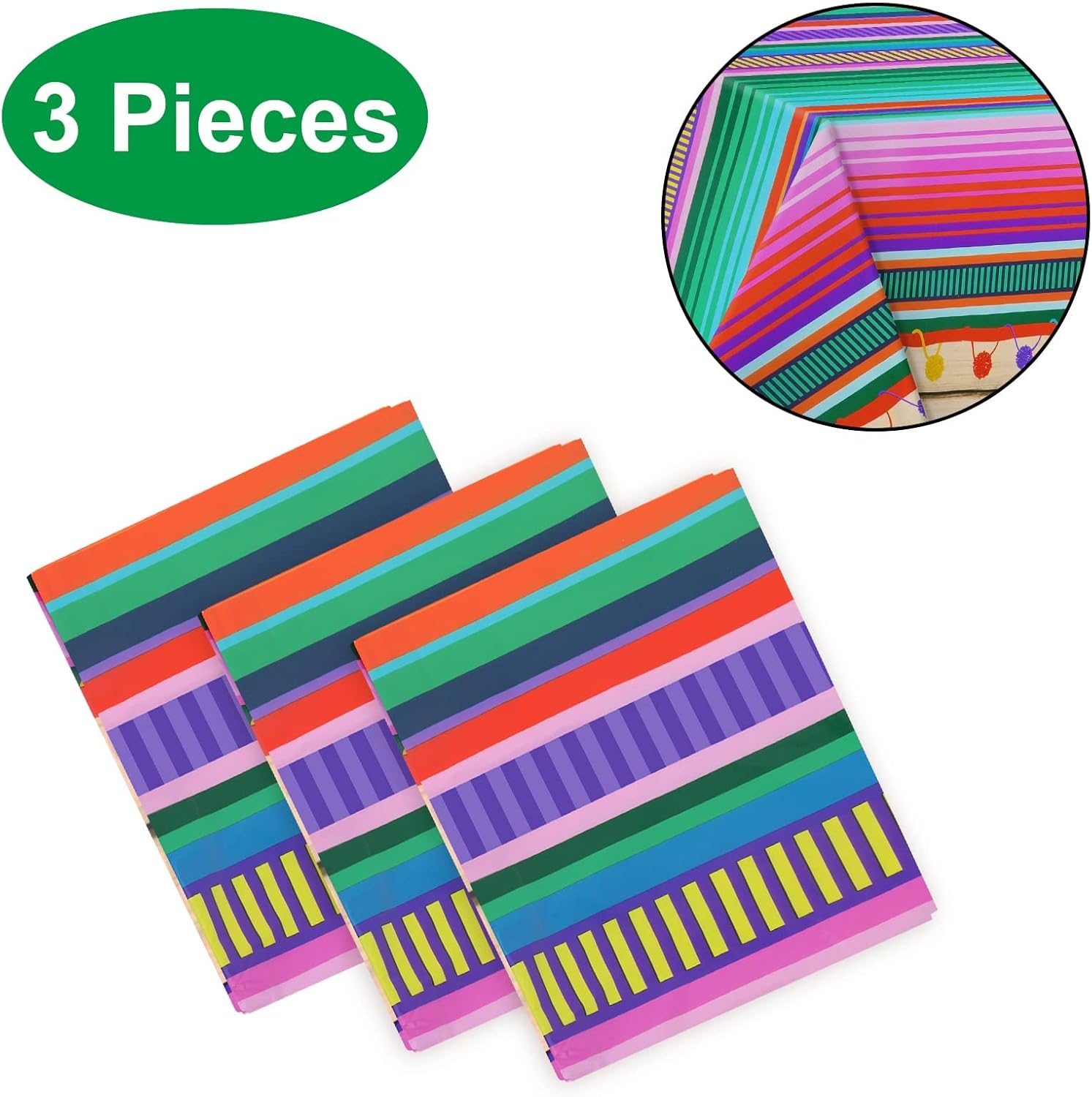 3PCS Fiesta Tablecloth for Mexican Party Decorations