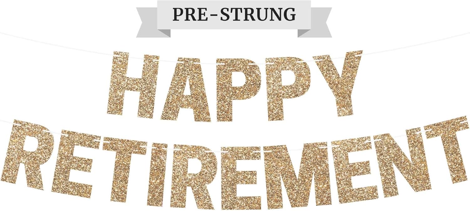 Pre-Strung Happy Retirement Banner with Gold Glitter