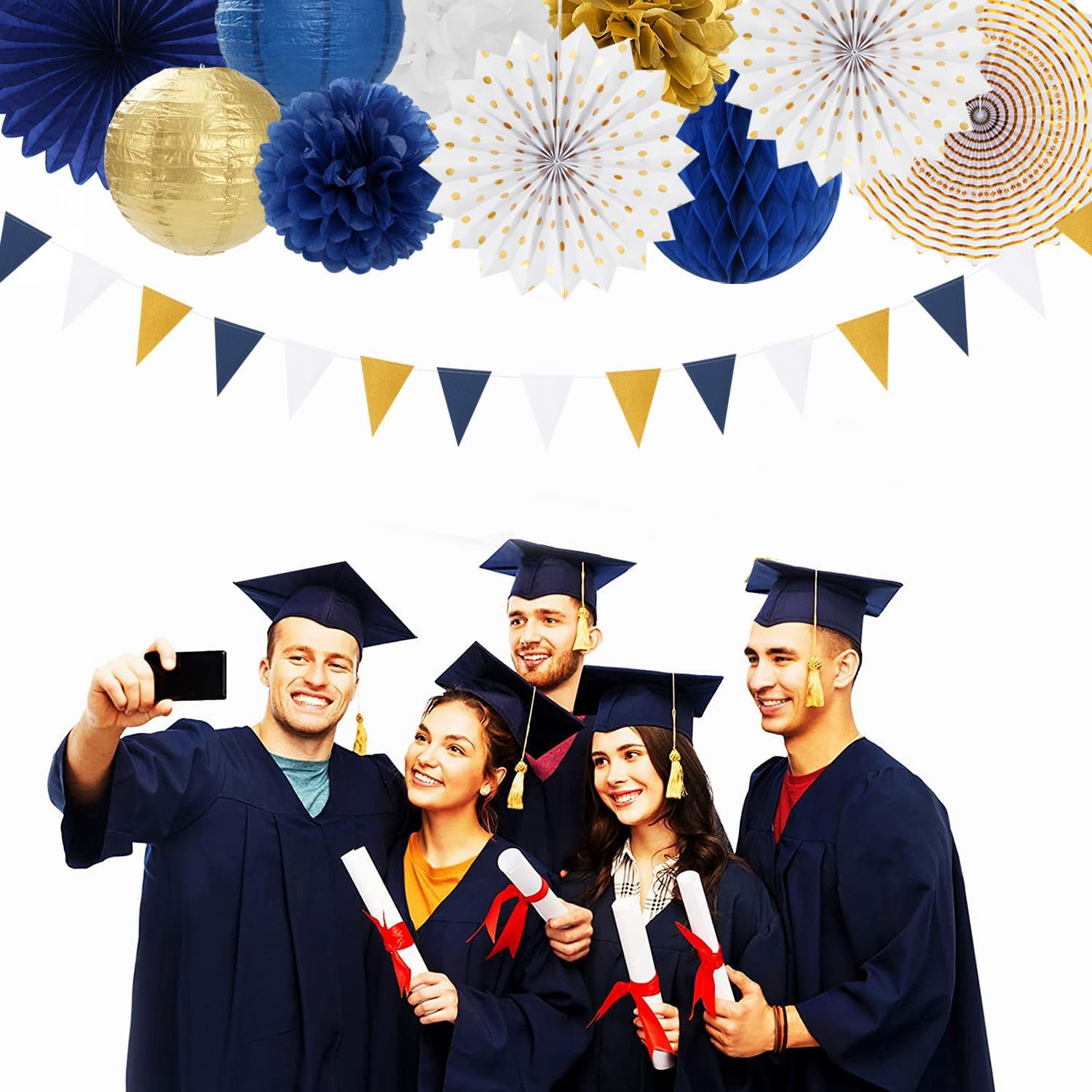 Blue White Gold Party Decorations 20pcs Kit
